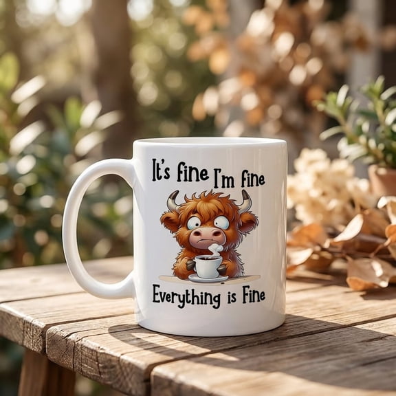 Ynsdnzl Funny Cow Coffee Mug, 11Oz White Ceramic "Everything Is Fine" Cow Lover Mug For Office, Home, Or Gift, Cow Themed Novelty Cup For Coffee, Tea, Hot Cocoa