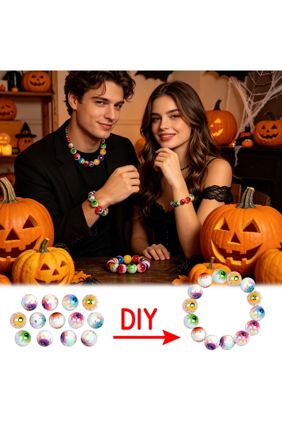 Spooky Halloween Eye Beads For Diy Jewelry Making 10 Pack Colorful Plastic Loose Beads 1.6Cm For Homemade Bracelets Necklaces Crafting Handmade Stringing Accessories