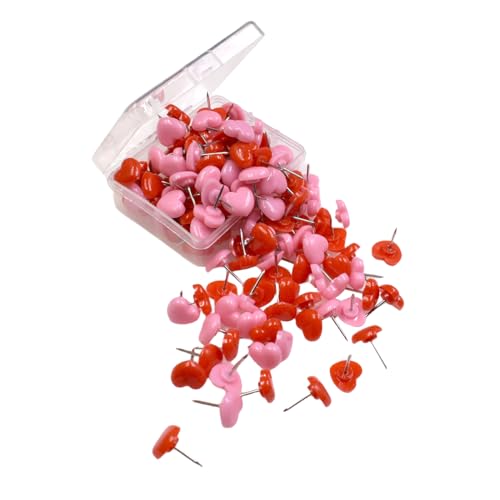 Ynxee 150Pcs Love Heart Shape Push Pins Pink and Red Plastic Thumbtacks