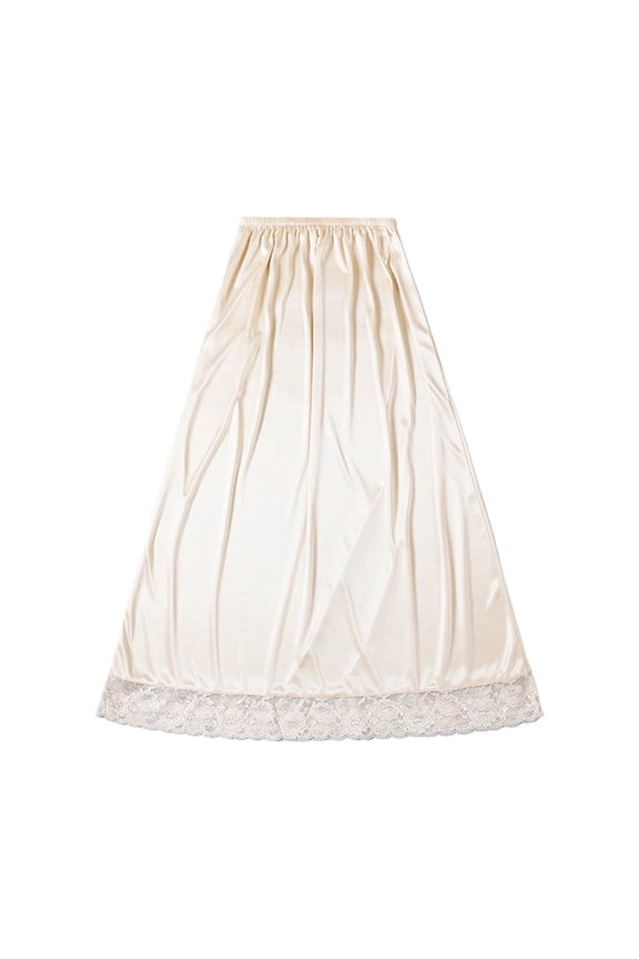 Half Slips for Women Anti-Static Satin Long Underskirt Skirt Dresse Lace Trim Soft Extender Slips for Under Dresses