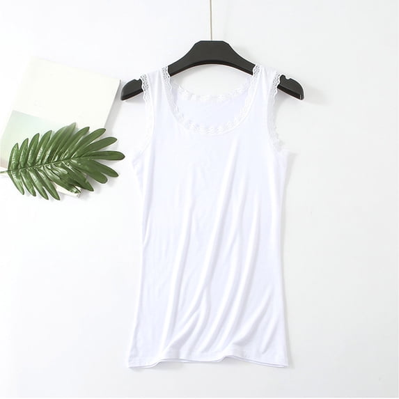 Ynynlocho Lace Camisole 100%Cotton Tank Tops for Women, Soft Stretch Ribbed Cami Undershirts Summer Going Out Tops