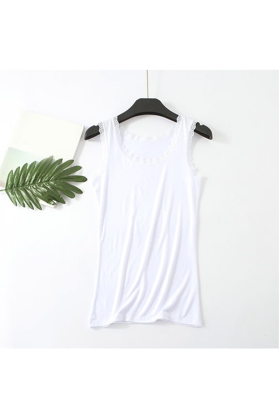 Lace Camisole 100%Cotton Tank Tops for Women, Soft Stretch Ribbed Cami Undershirts Summer Going Out Tops