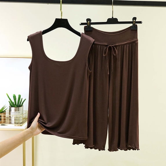 Ynynlocho Two Piece Sets for Women Summer Sleeveless Tank Top Loungewear Short Sets Drawstring Sweatsuit for Vacation & Travel