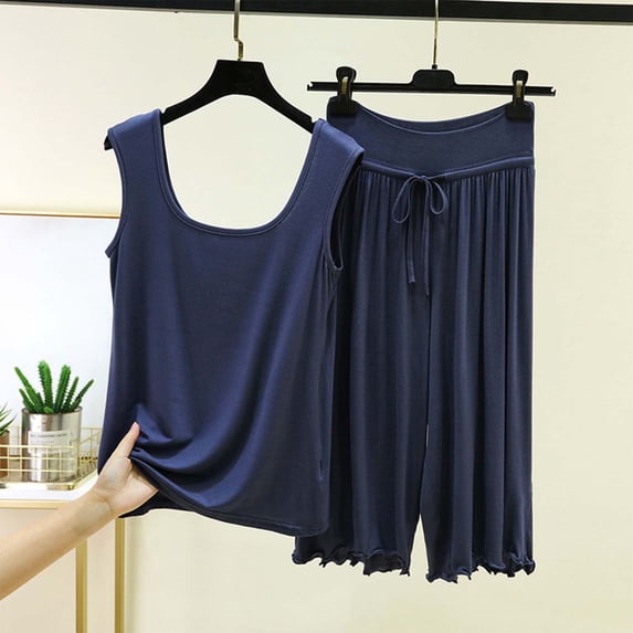 Ynynlocho Two Piece Sets for Women Summer Sleeveless Tank Top Loungewear Short Sets Drawstring Sweatsuit for Vacation & Travel