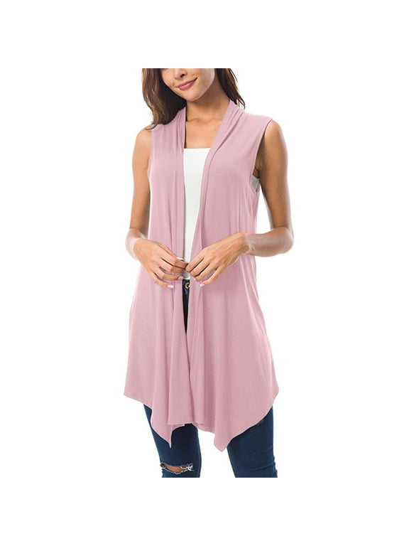 100%Cotton Sleeveless Cardigan for Women, Soft Lightweight Duster Open Front Sleeveless Long Cardigan Vest