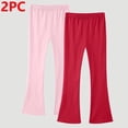 thumbnail image 1 of Ynynloco 2 Pack Girls 100%Cotton Flare School Uniform Leggings Kids Bell Bottom Pants | High Waist Casual Pants for Teen Girl 3-14, 1 of 2