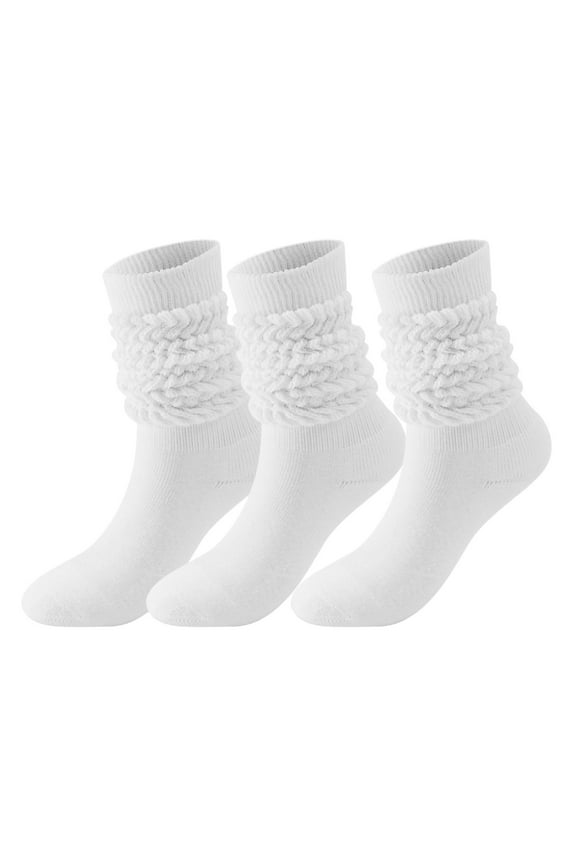 3 Pairs Slouch Socks for Woman& Men Scrunch Socks Knit Mid Calf Rib Tube Scrunchy Slouchy Retro Trendy Crew Socks