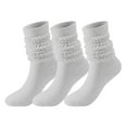 thumbnail image 1 of Ynynloco 3 Pairs Slouch Socks for Woman& Men Scrunch Socks Knit Mid Calf Rib Tube Scrunchy Slouchy Retro Trendy Crew Socks, 1 of 9