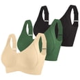 thumbnail image 1 of Ynynloco 3 Pcs Sports Bra for Women, No Underwire Wireless Bralette Support Padded Cami Bra Ribbed Seamless Camisole Tank Top with Multi-Pack for Yoga, Sleep, and Everyday Wear, 1 of 6