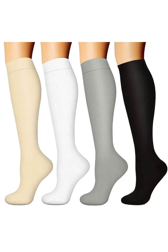 4 Pairs Compression Socks for Women & Men Circulation-Support Knee High Socks 20-30 mmhg-Best for Running,Medical,Nurse,Travel