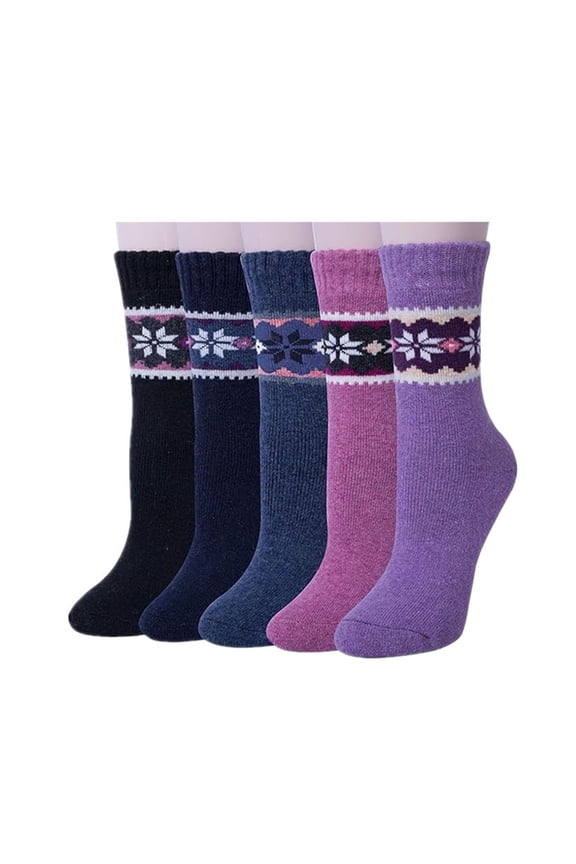 5 Pairs Wool Socks for Women - Womens Winter Sock for Womens Warm Thick Knit Wool Soft Vintage Casual Crew Socks