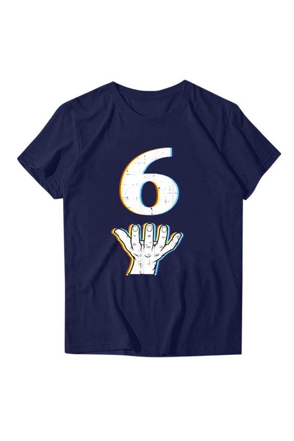 6 Number Team Graphic Design Shirt for Women Short Sleeve Crew Neck Pullover Tops Causal Comfy Teammate T Shirt