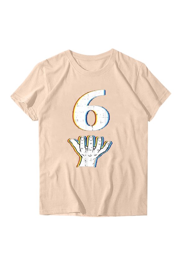 6 Number Team Graphic Design Shirt for Women Short Sleeve Crew Neck Pullover Tops Causal Comfy Teammate T Shirt