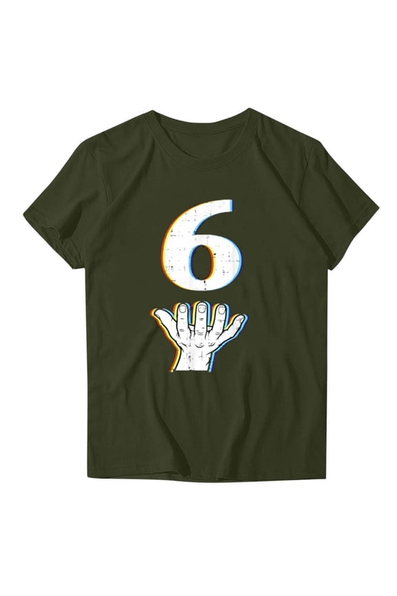 6 Number Team Graphic Design Shirt for Women Short Sleeve Crew Neck Pullover Tops Causal Comfy Teammate T Shirt