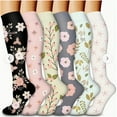 thumbnail image 1 of Ynynloco 6 Pairs Compression Socks for Women Men Circulation Knee High for Nurses, Running, Travel, Athletic, 1 of 1