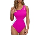 thumbnail image 1 of Ynynloco Bathing Suit for Women Tummy Control Push Up Color Block One Piece Swimsuit Quick Dry Trendy Vacation Holiday Beach Swimwear, 1 of 5