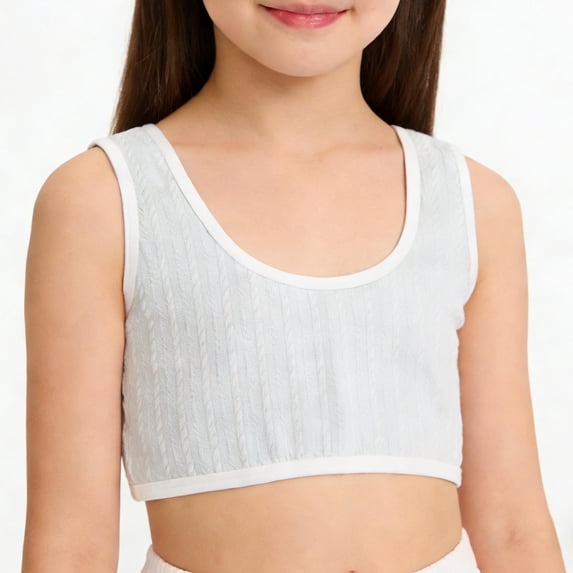 Ynynloco Big Girls' Sports Bra 100%Cotton Comfort Elastic Teens Training Bras with Breathable Pads