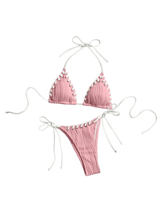 Bikini Sets for Women Halter String Triangle Bathing Suit Tie Side String Cheeky Swim Suits