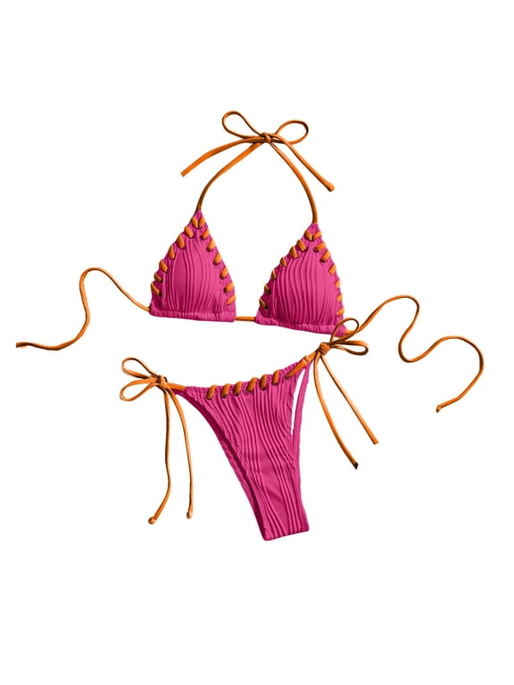 Bikini Sets for Women Halter String Triangle Bathing Suit Tie Side String Cheeky Swim Suits