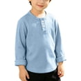thumbnail image 1 of Ynynloco Boys Girls Long Sleeve Henley Ribbed Knit Shirts for Girls Button Down Basic Tops Round Neck Blouses, 1 of 9
