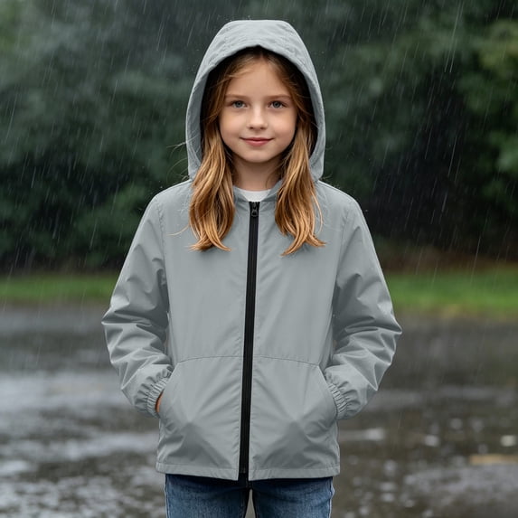 Ynynloco Boys Girls Waterproof Rain Jacket Lightweight soft lining Kids Spring Fall Windbreaker Hooded Coat Easy to Fold 5-16Years