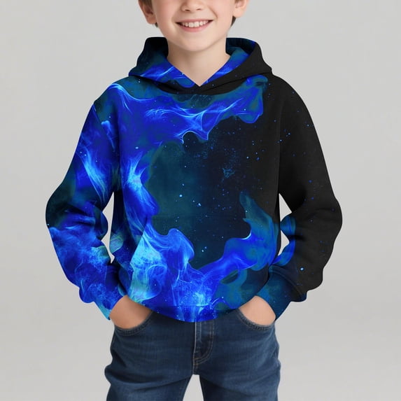 Ynynloco Boys Hoodies 3D Graphic Size 4-14 Years Pullover Hooded Sweatshirt Casual Long Sleeve Lightweight Kids Patchwork Fashion Clothes