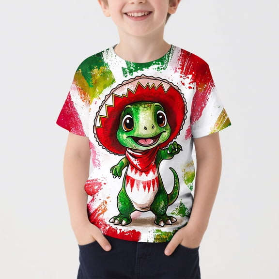 Ynynloco Boys' Mexican Fiesta Short Sleeve T-Shirt Casual Summer Cinco de Mayo Graphic Tee Top Mexico Jersey for Children's Tops