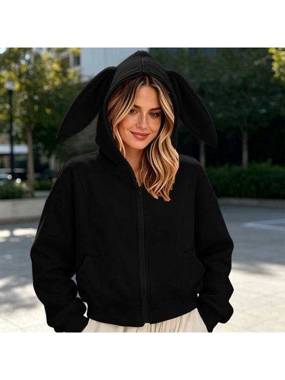 Bunny Ear Hoodies For Women Sweet Lovely Rabbit Sweater Tops Jacket Coats Autumn Winter Hoodies