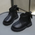 thumbnail image 1 of Ynynloco Children's Fashionable and Solid Color Cute Winter Fleece-lined Snow Boots with small pom-poms for Girls British Style Infants, 1 of 4