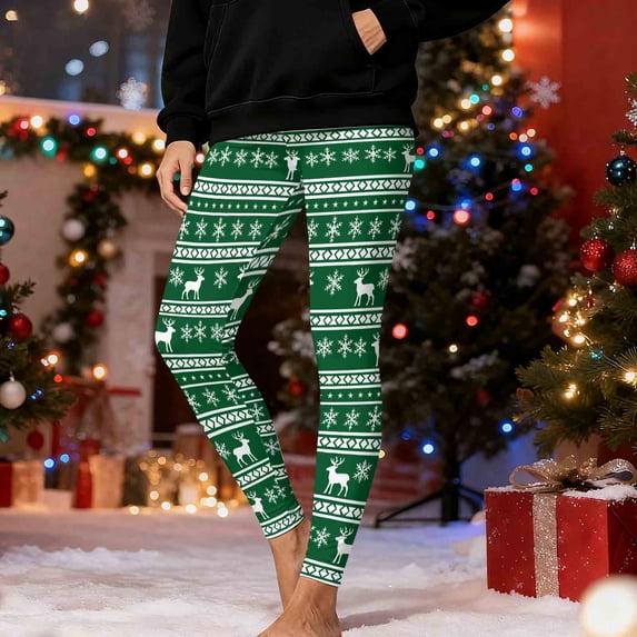 Ynynloco Christmas Leggings for Women High Waisted Tummy Control Printed Soft Stretchy Workout Yoga Pants Gifts