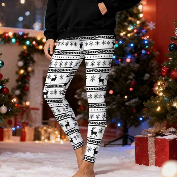 Ynynloco Christmas Leggings for Women High Waisted Tummy Control Printed Soft Stretchy Workout Yoga Pants Gifts