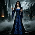 thumbnail image 1 of Ynynloco Colorful House Womens Medieval Renaissance Princess Retro Gown Costume Dress Vintage Vampire Halloween Hooded Gown, 1 of 9