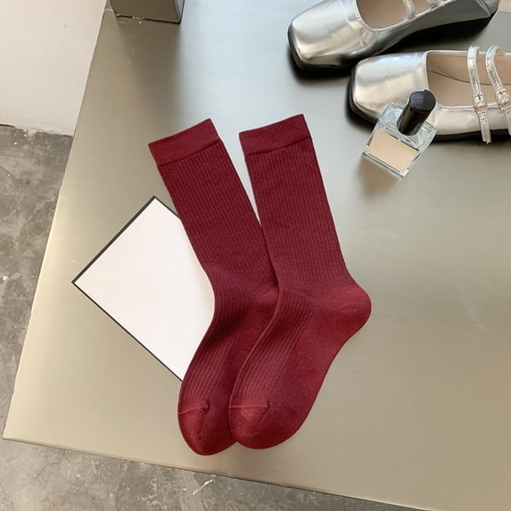 Ynynloco Crew Socks For Men & Women Cushioned Athletic Mid Calf Rib Tube 80s Retro Slouchy Socks