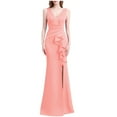 thumbnail image 1 of Ynynloco Dresses for Women Sleeveless V-Neck Slit Leg Solid Color Dresses for Cocktail Parties and Wedding Guest, 1 of 5