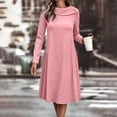 thumbnail image 1 of Ynynloco Fall A Line Dresses for Women 2026 Crew Neck Long Sleeve Casual Loose Flowy Swing Midi Dress, 1 of 6