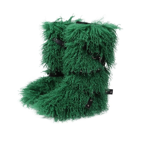 Ynynloco Faux Fur Boots for Women Long Furry Fuzzy and Fluffy Knee High Boots Solid Color Cozy Trendy Winter Warm Outdoor Boots with Flat