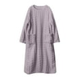 thumbnail image 1 of Ynynloco Flannel Nightgowns for Women Cozy Fuzzy Crew Neck Long Sleeve Ankle Length Sleepdress with Pockets Soft Solid Color Warm Winter Pullover Loungewear, 1 of 6