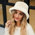 thumbnail image 1 of Ynynloco Fuzzy Bucket Hats for Woman & Men- Fashion Warm Winter Faux Fur Hats Solid Color Cute Soft Fluffy Rave Fisherman Cap, 1 of 5