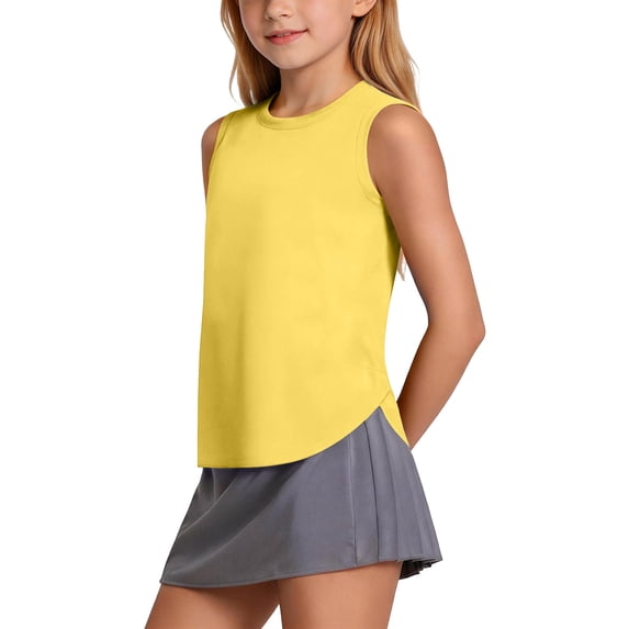 Ynynloco Girls Active Dry Fit Tank Top Kids Sleeveless Racerback Tank Tops Girls Golf Athletic Tennis Performance Tops 3-14 Years