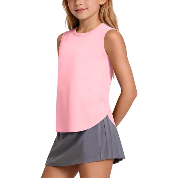 Ynynloco Girls Active Dry Fit Tank Top Kids Sleeveless Racerback Tank Tops Girls Golf Athletic Tennis Performance Tops 3-14 Years