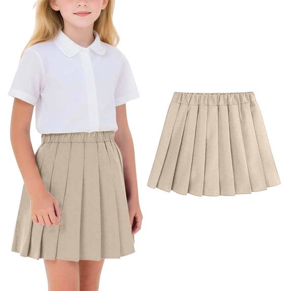 Ynynloco Girls Casual Mini High Waist Stretchy Flared Pleated Skater School Uniform Skirts