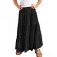 thumbnail image 1 of Ynynloco Girls' Lace Embroidery Eyelet Boho Skirt High Elastic Waisted Flowy Swing Midi Long Skirt, 1 of 7