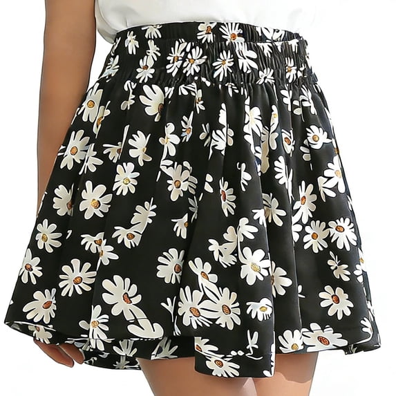 Ynynloco Girls Ruffle Floral Boho Flowy Cute Tiered Short Mini Skater Skirts for Beach 1-8T