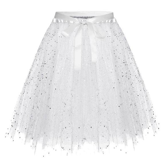 Ynynloco Girls Sequin Tulle Skirt Elastic Waist Sparkle Pleated Skirt for Party 2-17Y