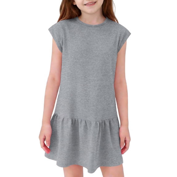 Ynynloco Girls Summer Short Sleeve Dress A Line Swing Basic Tunic Party Shirt Dresses