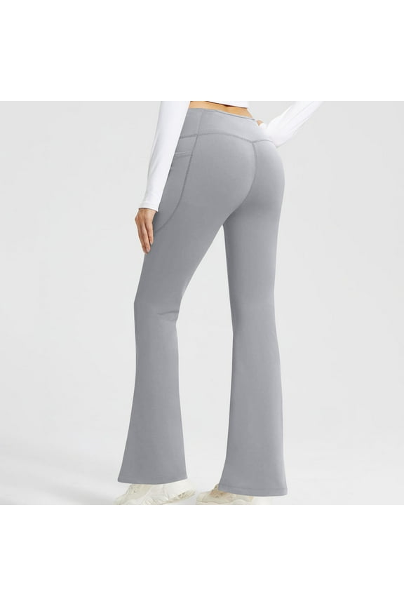 High Waisted Flare Leggings for Women Bootcut Yoga Pants Basic/Side Pockets Butt Lifting Workout Yoga Wide Leg Pants