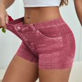 thumbnail image 1 of Ynynloco High Waisted printed Faux Denim Yoga Shorts with Pockets for Women - Butt Lifting Shorts for Curvy Women, 1 of 8