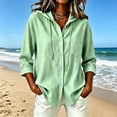 thumbnail image 1 of Ynynloco Hoodies for Women V Neck Long Sleeve Lightweight Cotton Sweatshirts Drawstring Casual Blouses Shirts Tops Spring Summer Outfits, 1 of 6