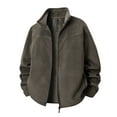 thumbnail image 1 of Ynynloco Jackets for Men Solid Color Stand Up Collar Full Zip Up Long Sleeve Fleece Lined Jacket with Pockets Fall Winter Warm Comfy Casual Outwear, 1 of 5