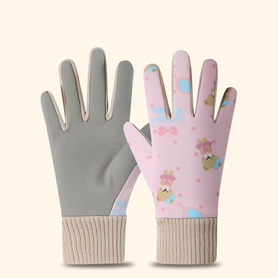 Ynynloco Kid Winter Cartoon Gloves with Grip - Boy Girl Wram Thermal Ski Touch Screen Outdoor Bike Mittens 3-12 Year
